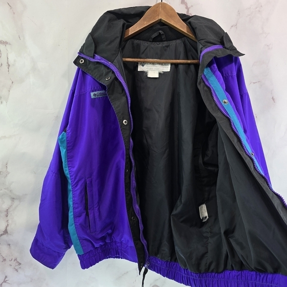 Columbia Jacket Womens Large Vtg 90s Purple Blue Windbreaker Ski Shell Bugaboo - Picture 8 of 11
